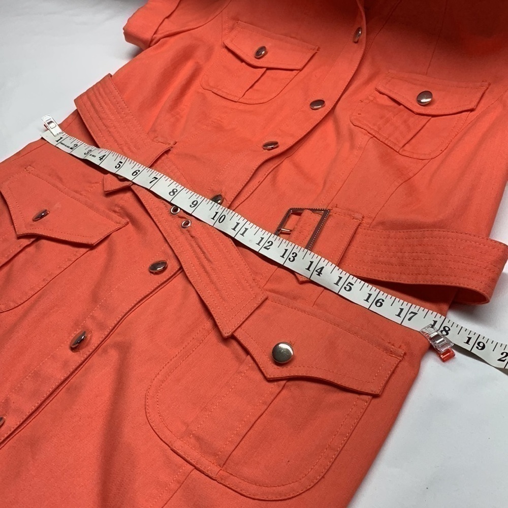 Dress Barn Front Button Belted Short Sleeve Dress Colour Orange Size 10 - Picture 9 of 11